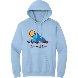 Glaciers & Lava Graffiti Logo Pullover Hoodie, Sky Blue - Alaskan Brand